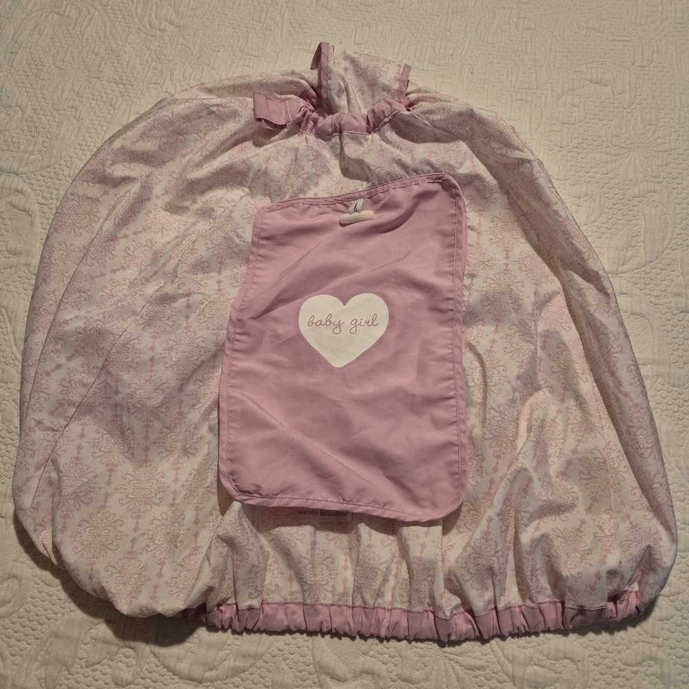 Baby girl pink car seat cover, summer weight GUC